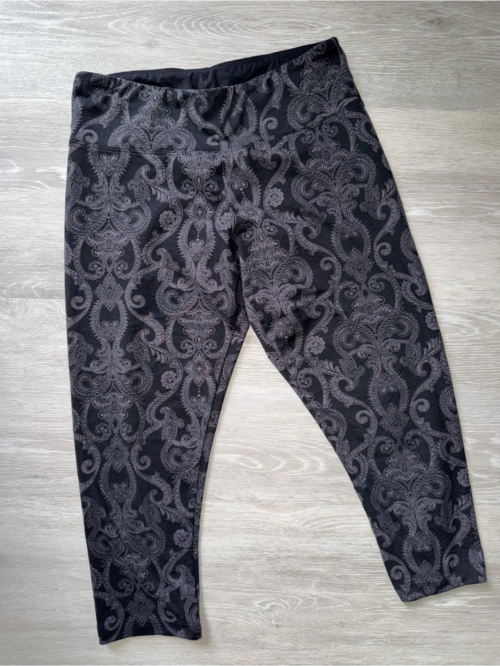 Black Paisley Print Stretch Knit Bottoms